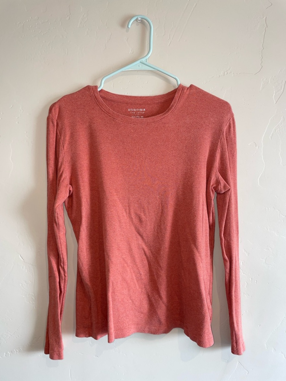 Sonoma Women's Long Sleeve Crewneck Top - Coral Rose
